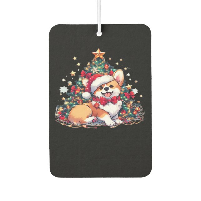 Corgi Christmas Tree Oversized T-Shirt Autolufterfrischer (Vorderseite)