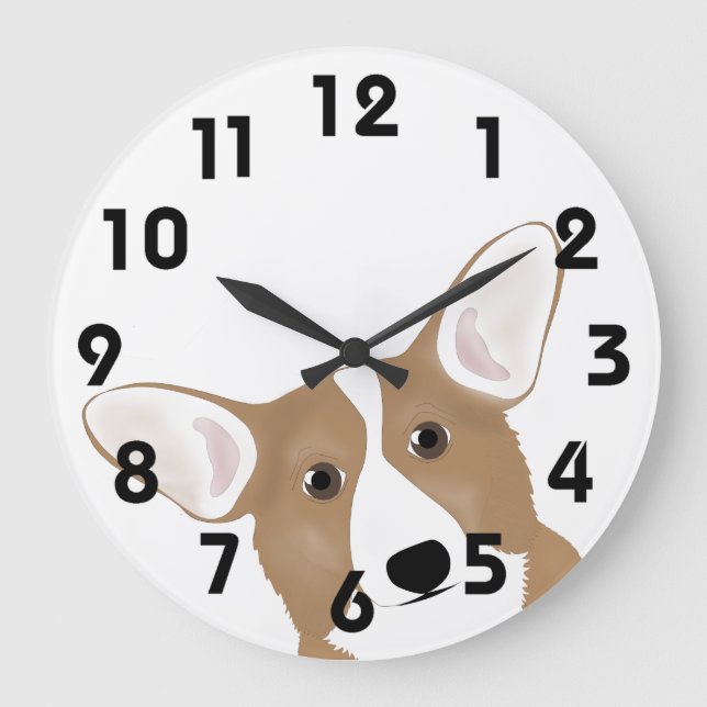 Corgi Clock Große Wanduhr (Vorderseite)