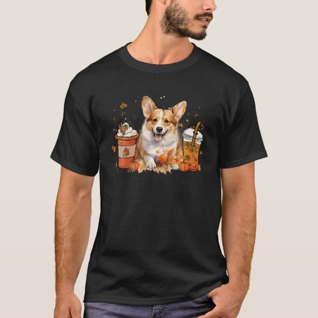 Corgi Coffee Warm Cosy Herbst Herbst Vibes T-Shirt (Vorderseite)
