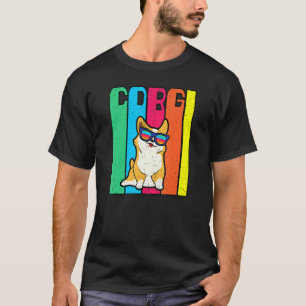 Corgi Cooler Hund mit Sonnenbrille bunt Summervibe T-Shirt