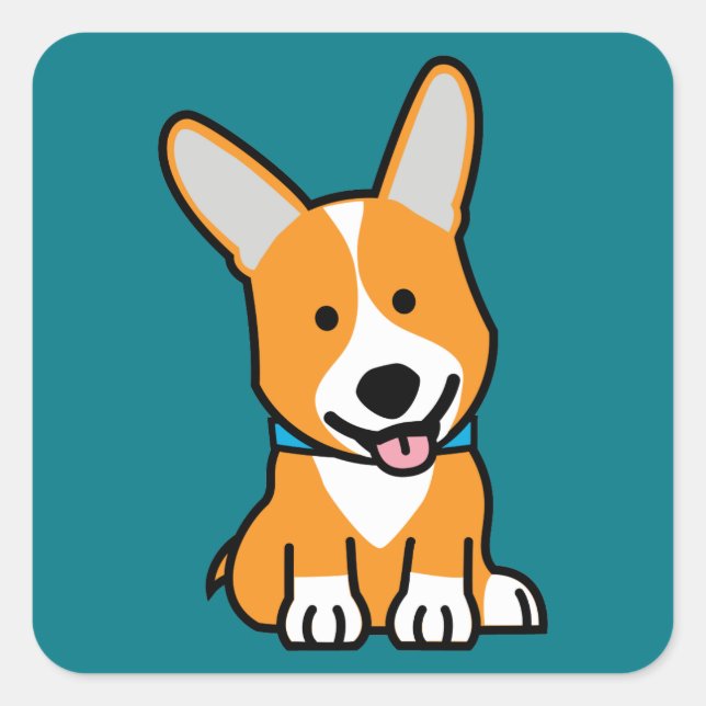 Corgi Corgis Hündchen Hündchen glücklich Pembroke  Quadratischer Aufkleber (Vorderseite)