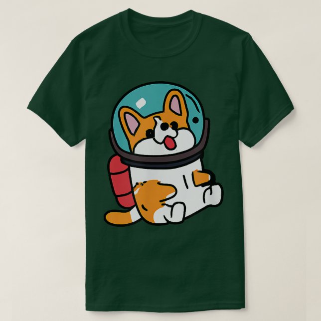 Corgi Cosmonaut Dog Lover Puppy Retro T-Shirt (Design vorne)