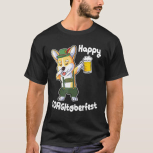 Corgi Dabbing Trinkt Bier Glückliches Oktoberfest T-Shirt