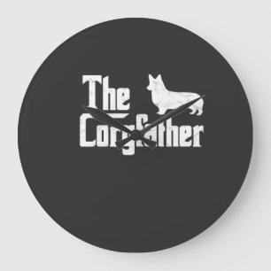 Corgi Dad der Corgfather Lustiges Corgi Liebhaber  Große Wanduhr