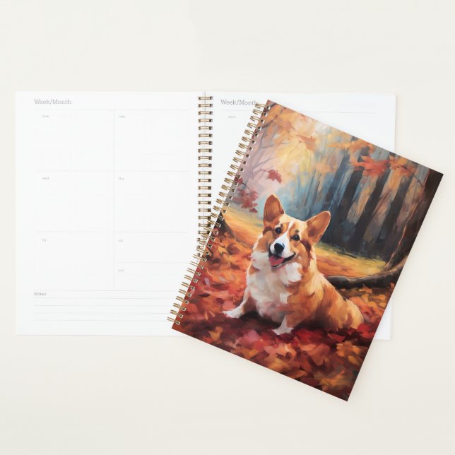 Corgi dans les feuilles d'automne automne automne  (Devant avec enveloppe)
