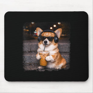 Corgi, der eisgekühlten Kaffee trinkt, Liebhaber H Mousepad