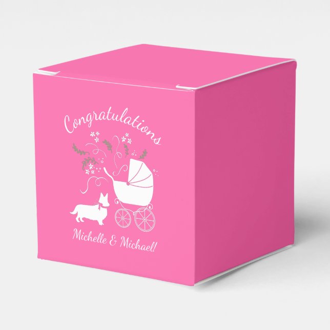 Corgi Dog Baby Dusche Pink Girl Geschenkschachtel (Vorderseite)