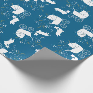 Corgi Dog Baby Shower Welsh Blue Boy Geschenkpapier