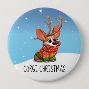 Corgi Dog Christmas Button