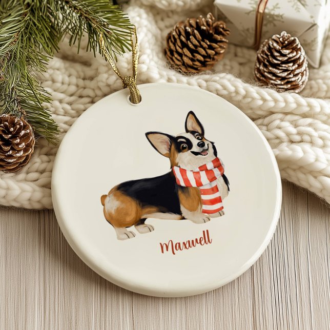 Corgi Dog Christmas Keramik Ornament (Von Creator hochgeladen)