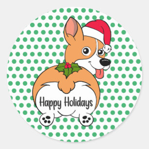 Corgi Dog Christmas Runder Aufkleber