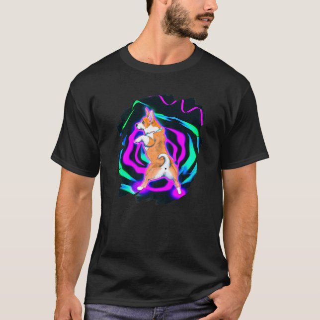 Corgi Dog Dancing Retro Breakdance Dancer T-Shirt (Vorderseite)