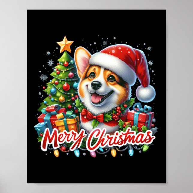Corgi Dog Frohe Weihnachtskorgmas Matching Christm Poster (Vorne)