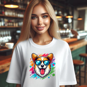 Corgi Dog Fun-Gesicht Tri-Blend Shirt