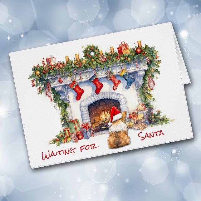 Corgi Dog Gewartet für den Weihnachtsfeuer (Von Creator hochgeladen)