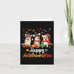 Corgi Dog Halloween Weihnachts-Happy Hallothanksma Karte