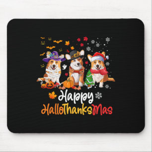 Corgi Dog Halloween Weihnachts-Happy Hallothanksma Mousepad
