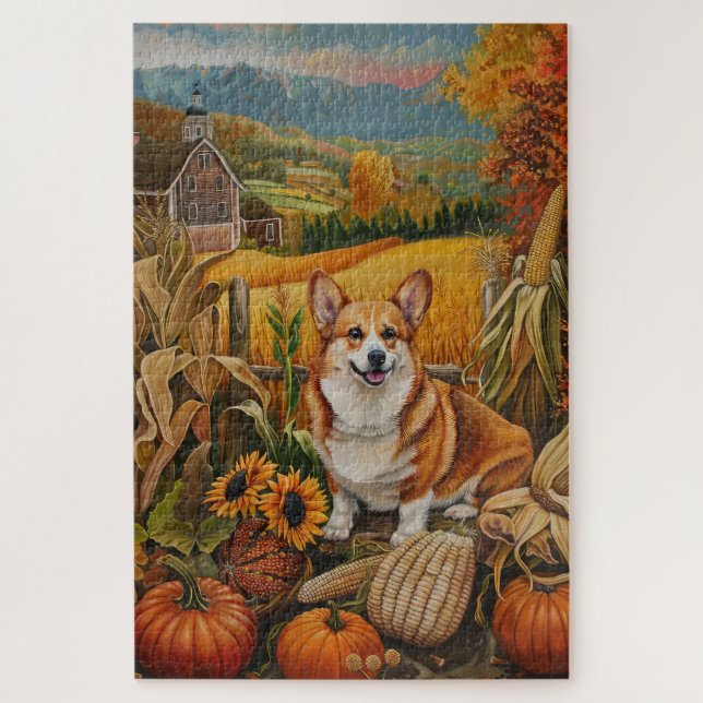 Corgi Dog Herbsternte Erntedank (Vertikal)