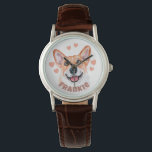 Corgi Dog Illustration mit Herz und Namen Armbanduhr<br><div class="desc">Du Liebe deinen Corgi so sehr,  dass du die Welt will zu wissen! Fügen Sie der personalisierten Uhr den Namen Ihres Pelzbabys hinzu und zeigen Sie es allen. Sei eine stolze Corgi Mom! Es ist eine tolle Geschenkidee für jeden mit einem Corgi.</div>