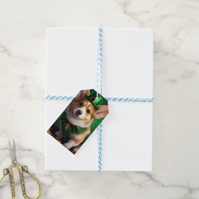 Corgi Dog in St. Patrick's Day Dress Geschenkanhänger (Mit Garn)