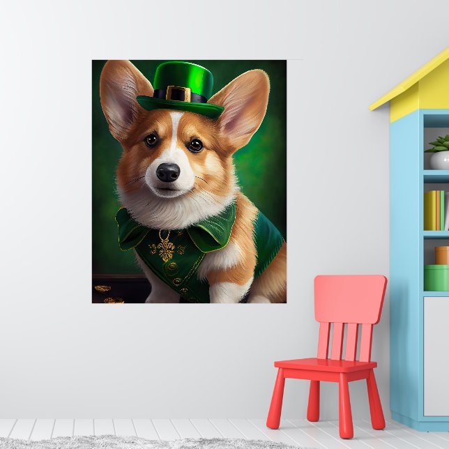 Corgi Dog in St. Patrick's Day Dress Poster (Kinderzimmer 1)