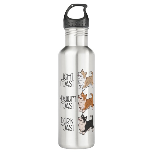 Corgi Dog & Kaffee Edelstahlflasche (Vorderseite)