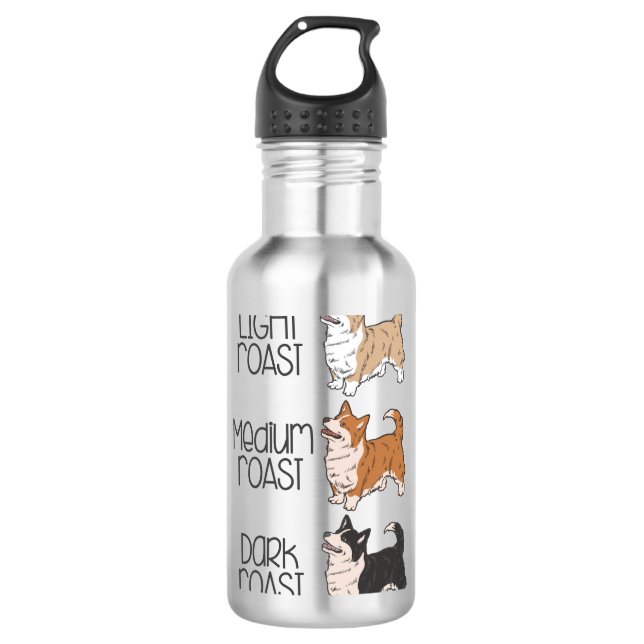 Corgi Dog & Kaffee Edelstahlflasche (Vorderseite)