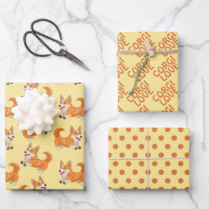 Corgi Dog Liebe Wrapping Paper Set 3 Geschenkpapier Set