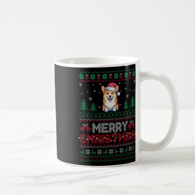 Corgi Dog liebt Weihnachtsmannmütze Weihnachtsbaum Kaffeetasse (Rechts)