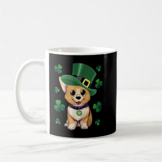 Corgi Dog Lover T-Shirt Leprechaun Hat Kleeblatt S Kaffeetasse