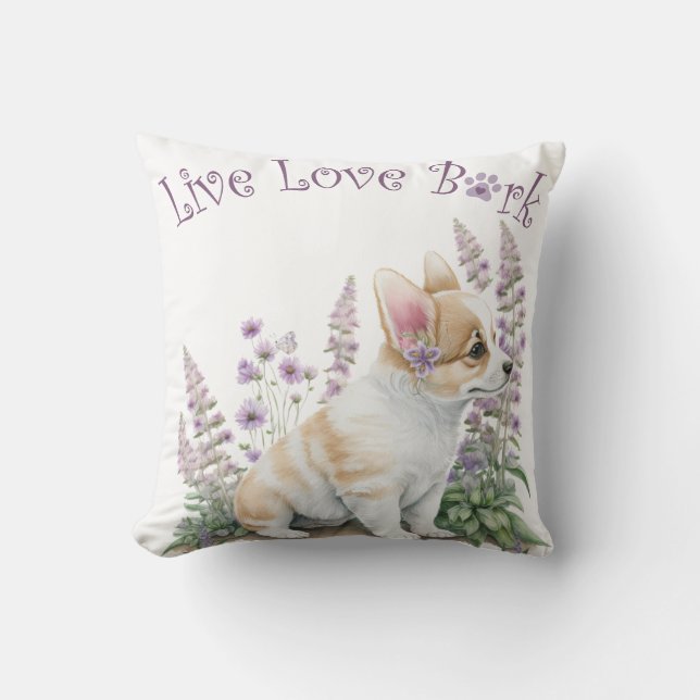 Corgi Dog Mama Floral Kissen (Vorderseite)