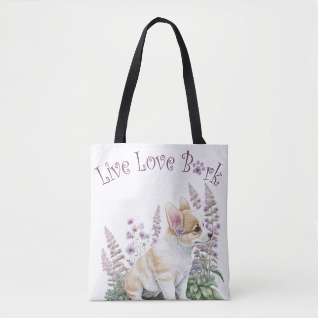 Corgi Dog Mama Floral Tasche (Vorderseite)