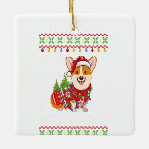 Corgi Dog Merry Corgmas Santa Corgi Ugly Weihnacht Keramikornament