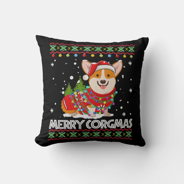 Corgi Dog Merry Corgmas Santa Kissen (Vorderseite)