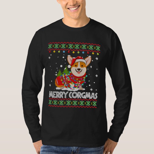 Corgi Dog Merry Corgmas Santa T-Shirt (Vorderseite)