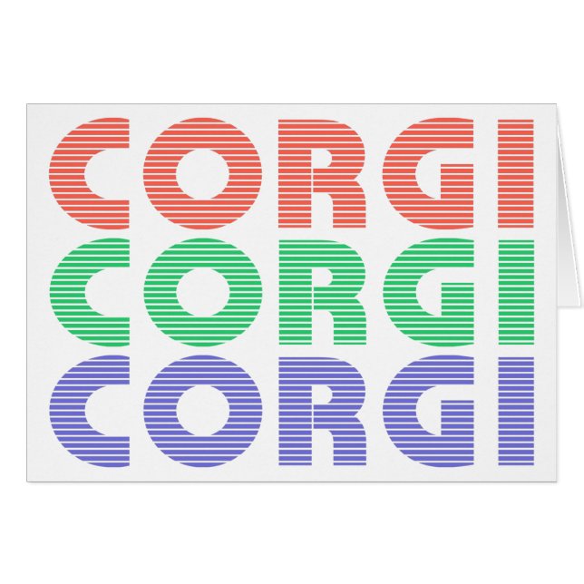 Corgi Dog Moderner farbiger Text (Vorderseite (Horizontal))