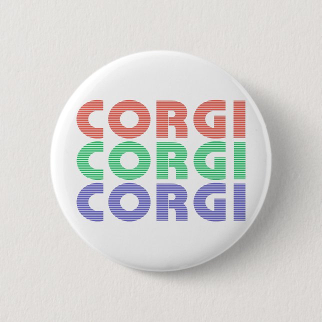 Corgi Dog Moderner farbiger Text Button (Vorderseite)