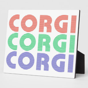 Corgi Dog Moderner farbiger Text Fotoplatte