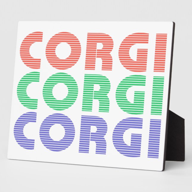Corgi Dog Moderner farbiger Text Fotoplatte (Seite)