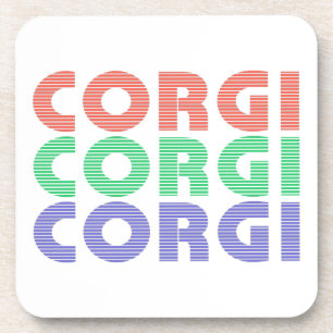 Corgi Dog Moderner farbiger Text Getränkeuntersetzer