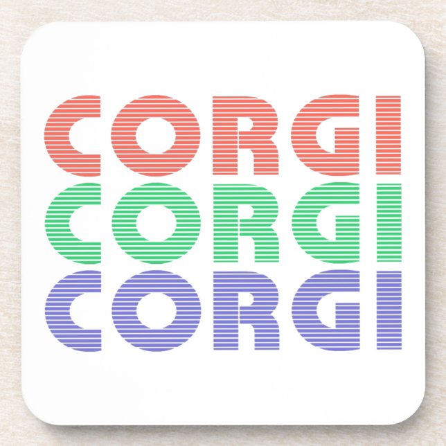 Corgi Dog Moderner farbiger Text Getränkeuntersetzer (Vorderseite)