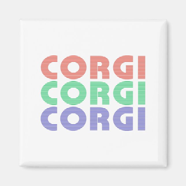 Corgi Dog Moderner farbiger Text Magnet (Vorne)