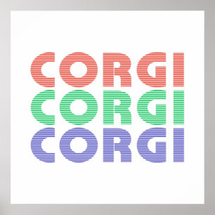 Corgi Dog Moderner farbiger Text Poster