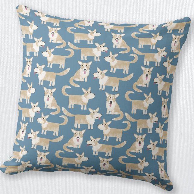 Corgi Dog Muster Green Kissen (Cute Corgi pattern pillow for animal and dog lovers)