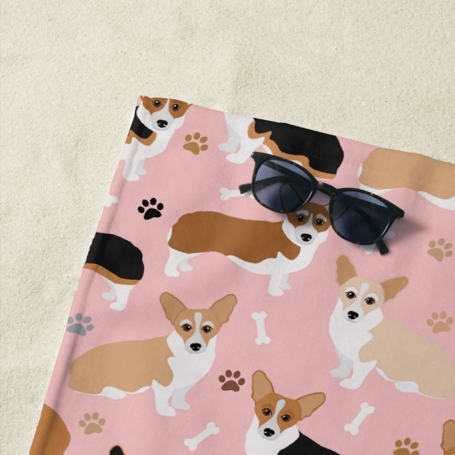 Corgi Dog Paws and Bones Beach Handtuch (Beispiel)