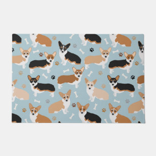 Corgi Dog Paws and Bones Fußmatte