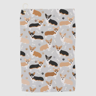 Corgi Dog Paws and Bones Golf Handtuch