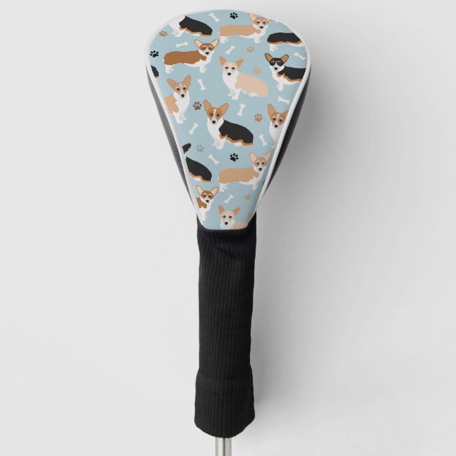 Corgi Dog Paws and Bones Golf Headcover (Vorderseite)