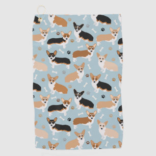 Corgi Dog Paws and Bones Golfhandtuch
