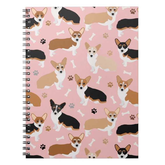 Corgi Dog Paws and Bones Notebook Notizblock (Vorderseite)